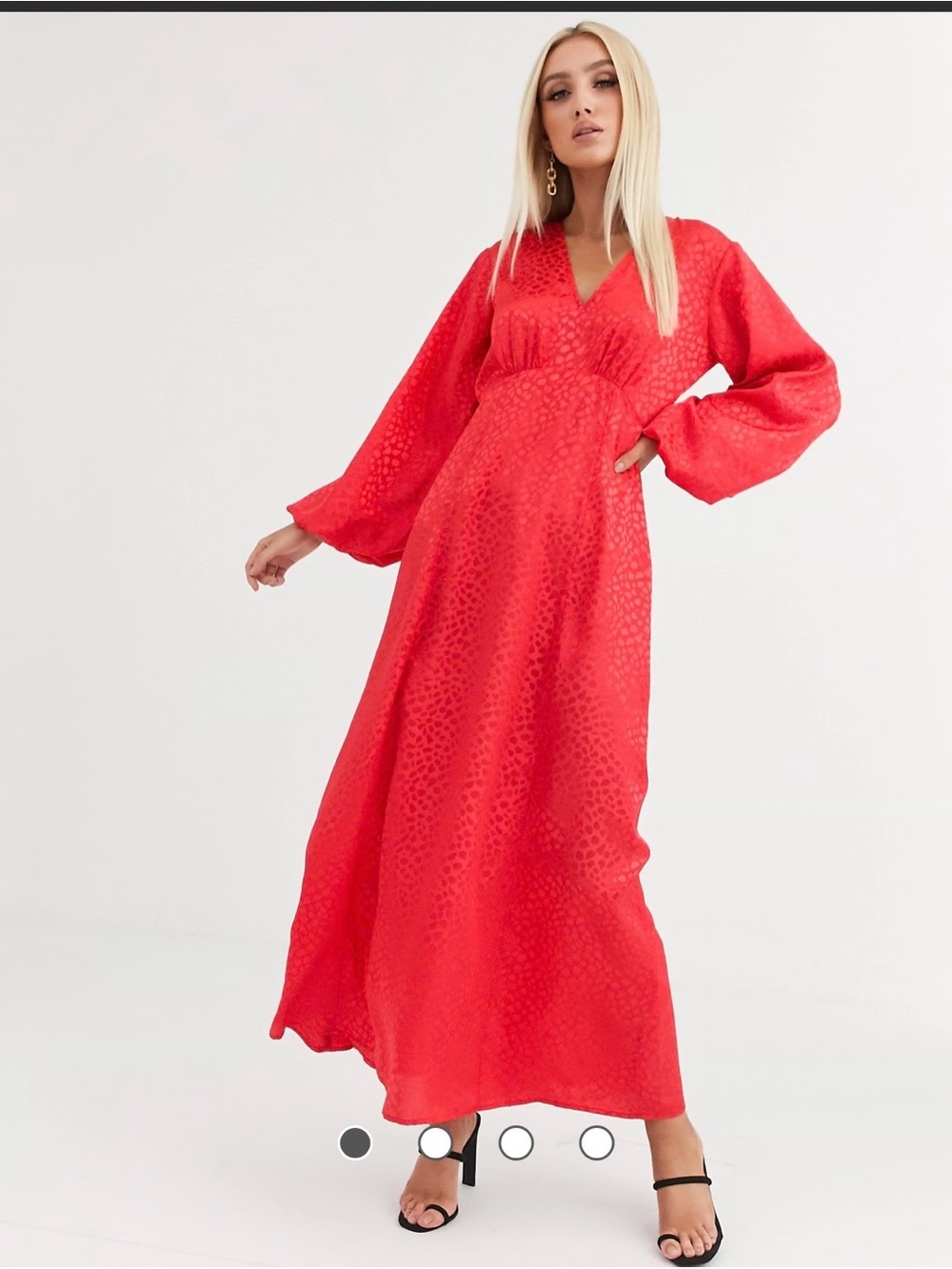 ASOS DESIGN Maxi Dress with Puff Sleeves in Jacquard